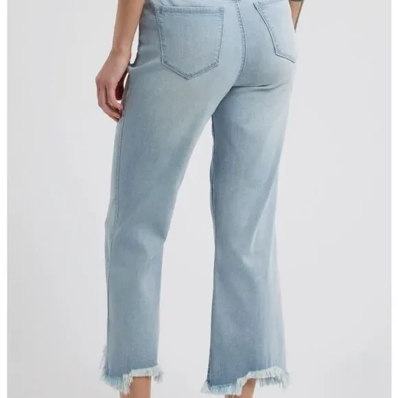 1822 Denim Frayed High Waist Demi Bootcut Jeans in Chase Size 14/32 - Picture 2 of 9